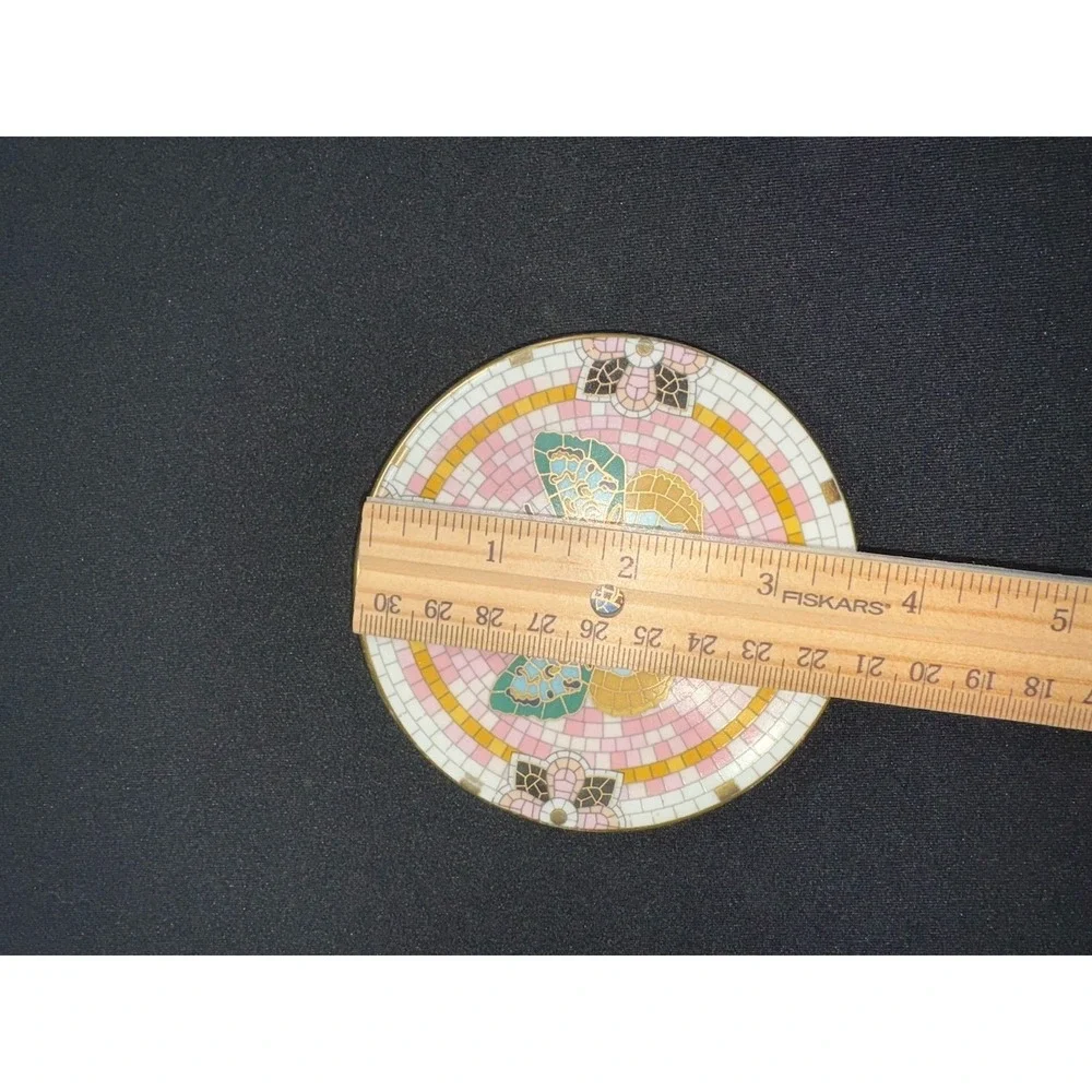 Anthropologie Bistro Garden Butterfly Tile Coaster Pink Green Green Gold‎